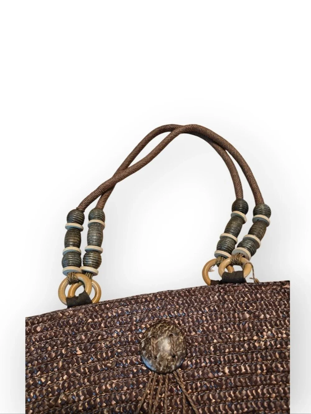 Vintage Sun N' Shade Woven Wheat Straw Fiber Resort And Beach Tote NWT